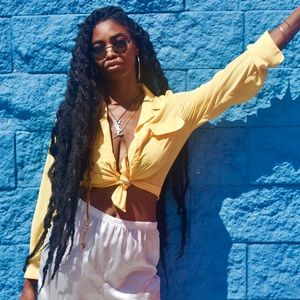 Dior Vintage yellow silk button up